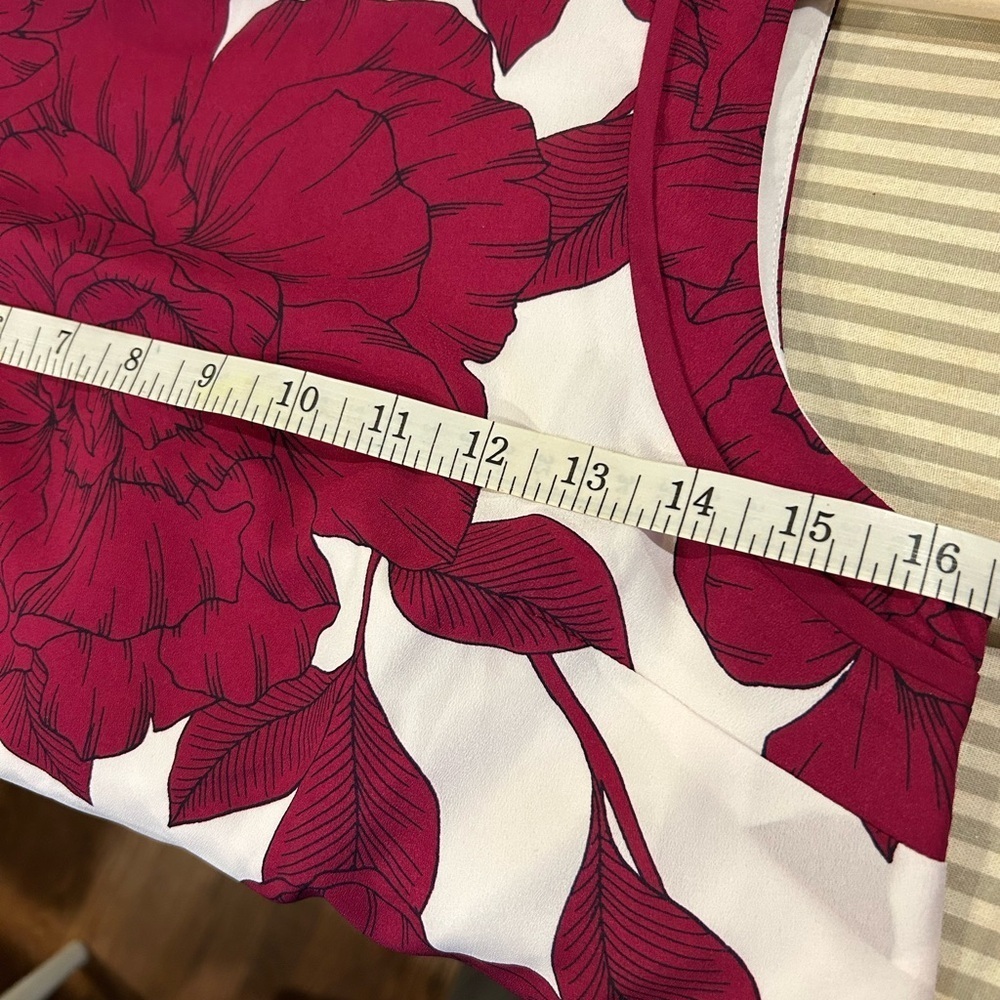 Banana Republic Magenta and White Floral Career Office Sheath Style Dress Size 2 - Picture 11 of 12
